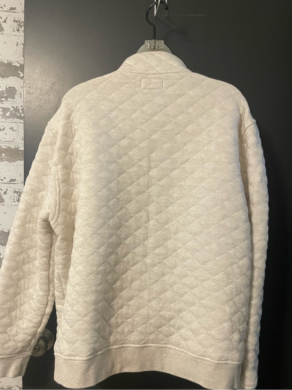 American Eagle Quilted Pullover Women’s L Cream Quarter Zip Funnel Neck Sweatshi - Picture 7 of 11